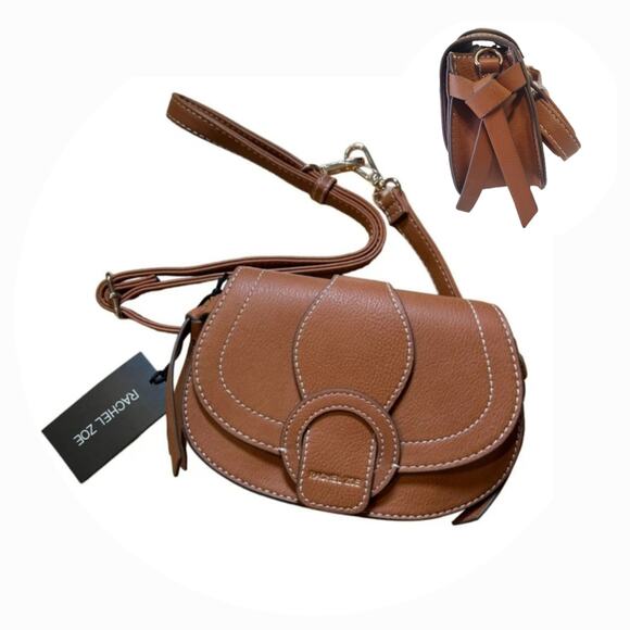 NWT Rachel Zoe Edessi Vegan Leather Crossbody Shoulder Belt Bag Cognac Brown - Picture 1 of 4
